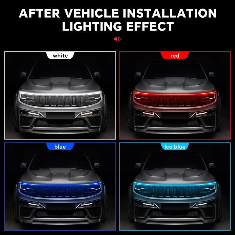 car daily running light hood light revamp 1.8M 2.0M 12V LED decorative light strip