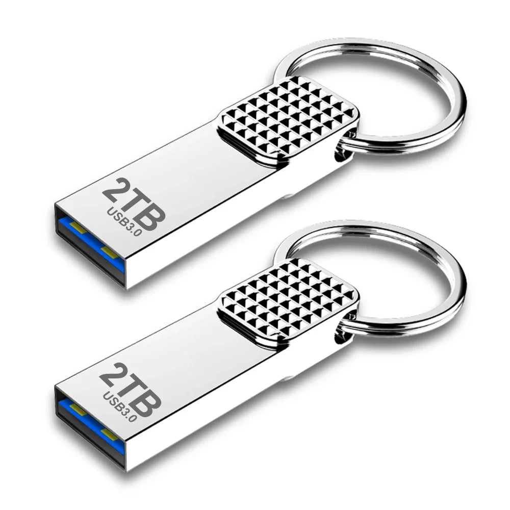 High-Speed USB 3.0 Pendrive, available in 64GB, 32GB, 128GB, and 512GB. Waterproof USB Flash Drives in various capacities including 1TB and 2TB.