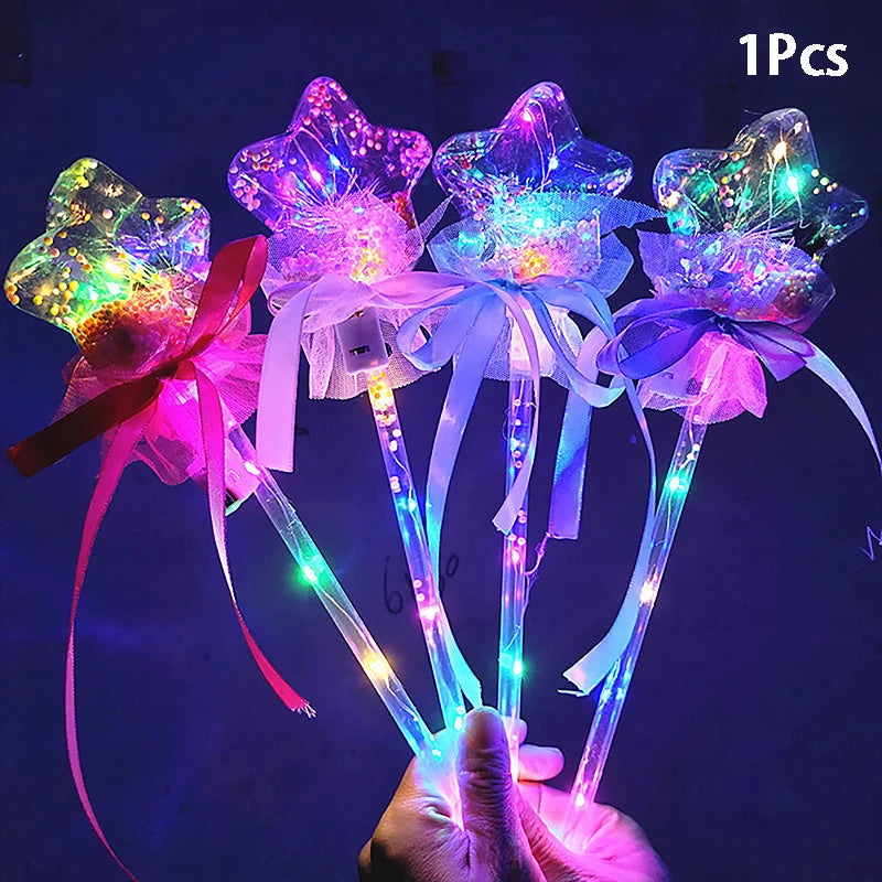 Kids Colorful Glowing Sticks Flashing Heart Star Butterfly