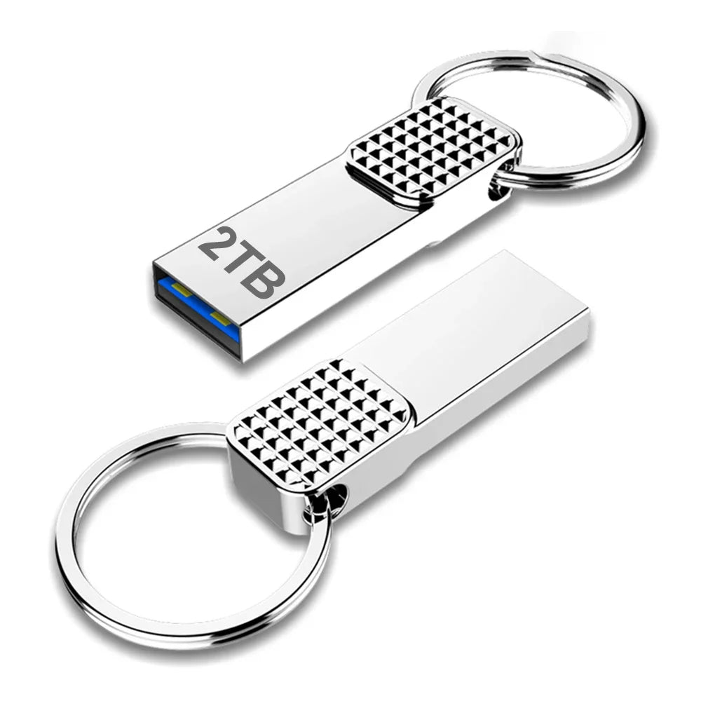 High-Speed USB 3.0 Pendrive, available in 64GB, 32GB, 128GB, and 512GB. Waterproof USB Flash Drives in various capacities including 1TB and 2TB.