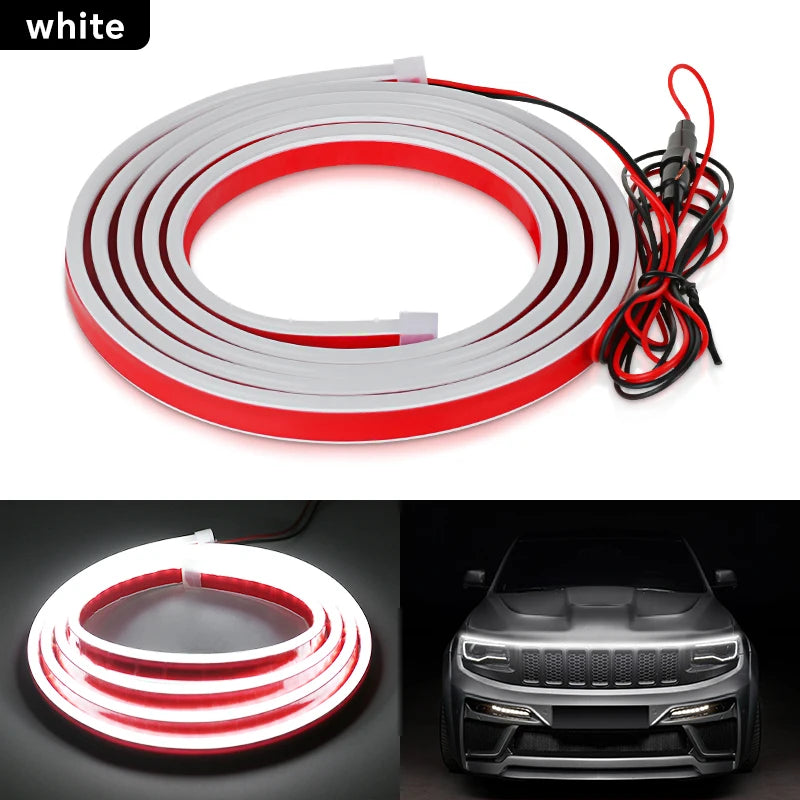 car daily running light hood light revamp 1.8M 2.0M 12V LED decorative light strip