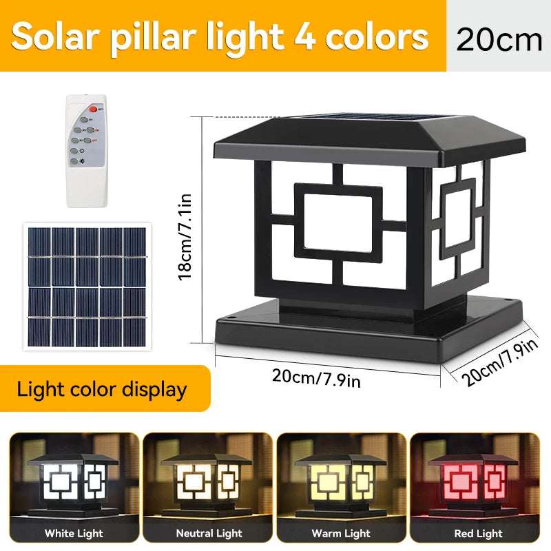 Outdoor Solar Lights Waterproof Sunlight Classical Style Remote Control LED Light Garden Corridor External Solar Power Lamp Led