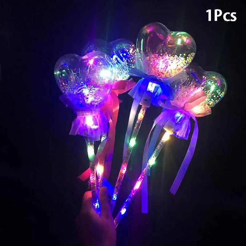 Kids Colorful Glowing Sticks Flashing Heart Star Butterfly