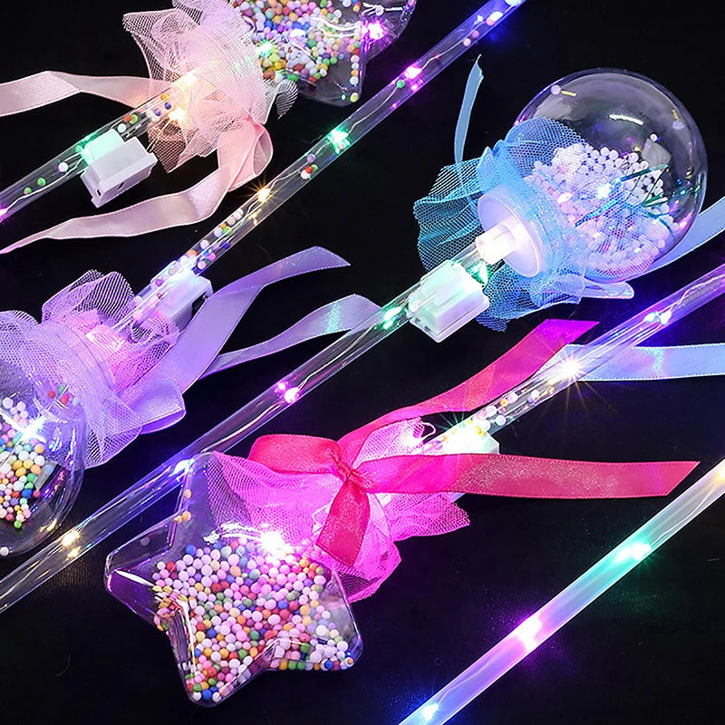 Kids Colorful Glowing Sticks Flashing Heart Star Butterfly