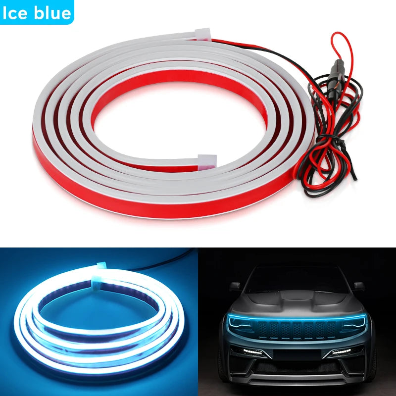 car daily running light hood light revamp 1.8M 2.0M 12V LED decorative light strip